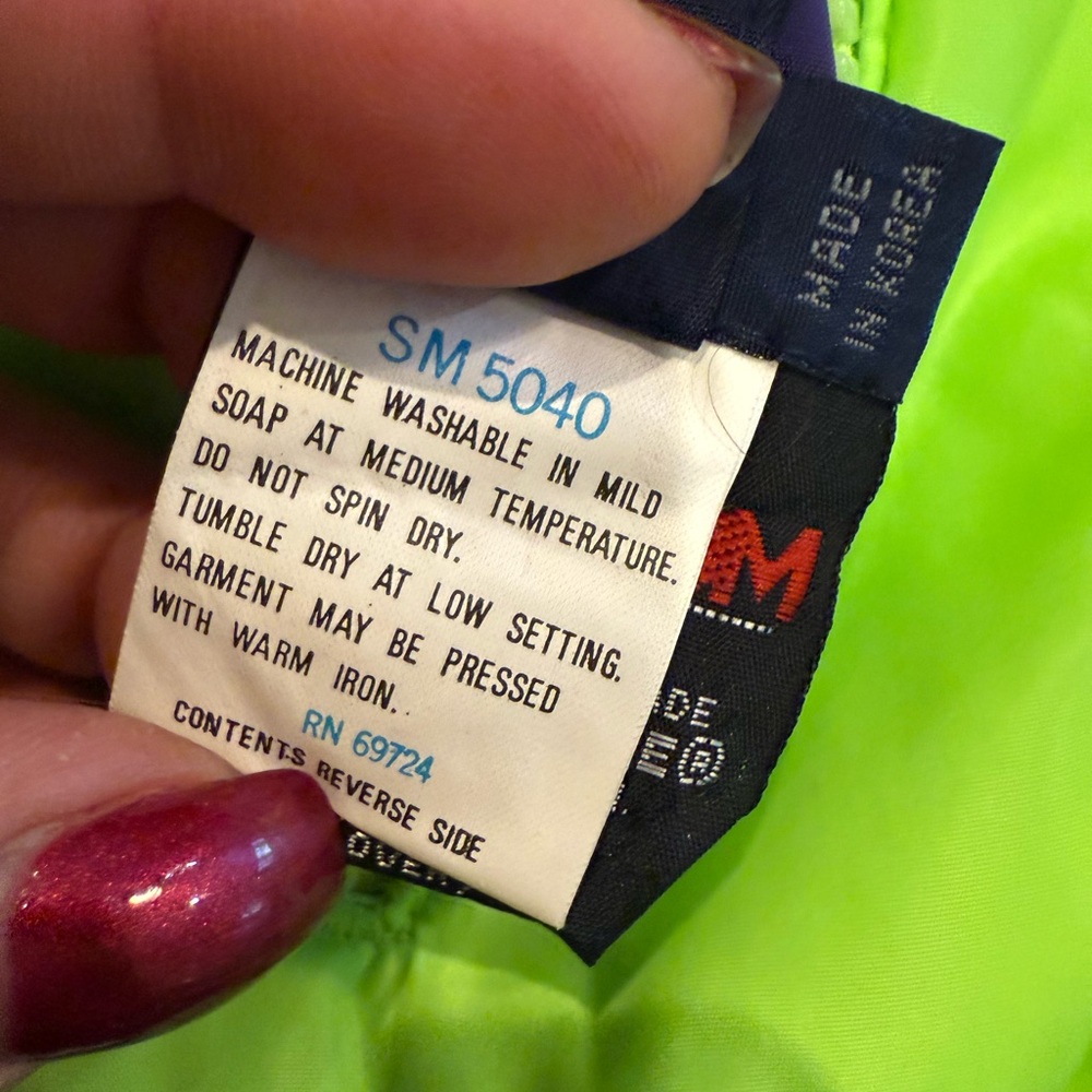 Columbia Vintage Reversible 90s Day Glow Coat Jacket Puffy Yellow Purple Mens L - Picture 12 of 14